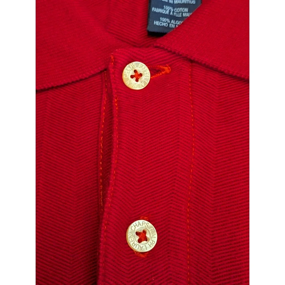 Vintage Chaps Ralph Lauren Red Textured Polo Shirt XL Grail